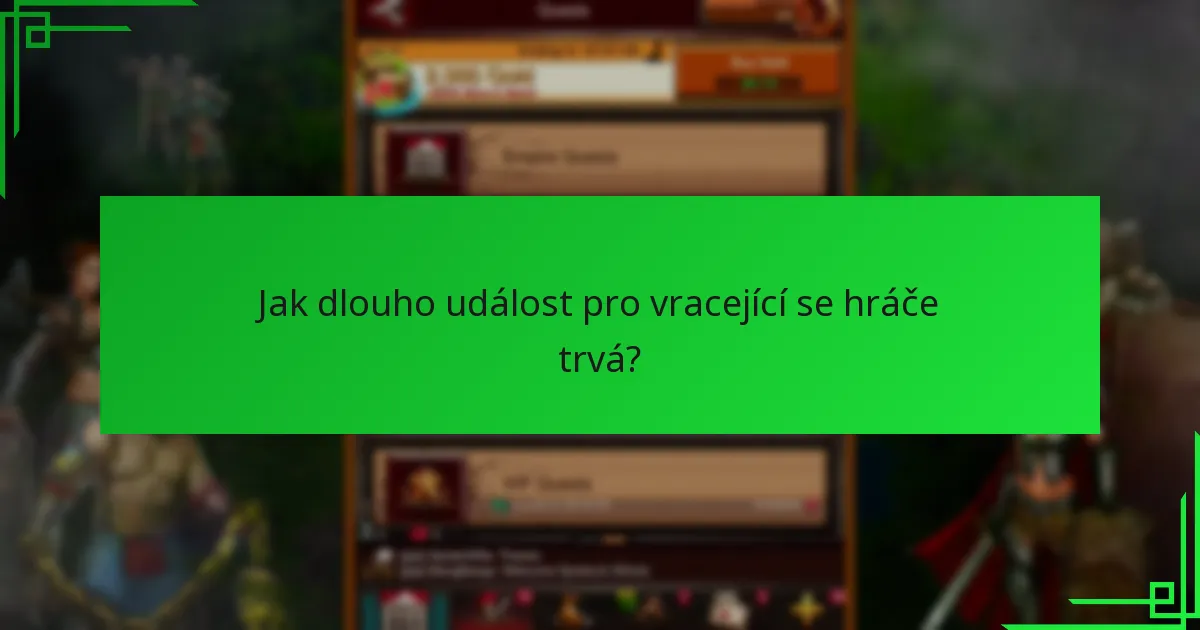 Jak dlouho událost pro vracející se hráče trvá?