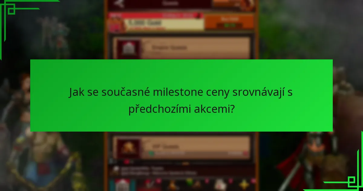 Jak se současné milestone ceny srovnávají s předchozími akcemi?